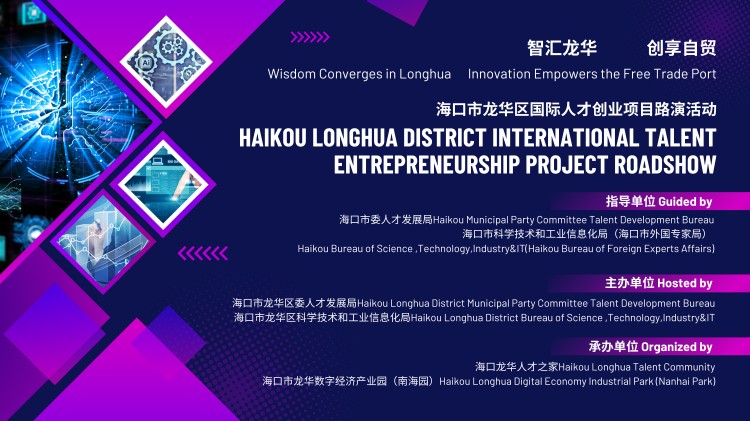 海口市龙华区国际人才创业项自路演活动海报